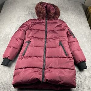 Yachu Disney Puffy Jacket Hood Womens Small Red Long Sleeve